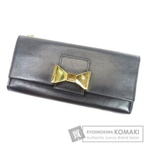 CHLOE Ribbon Motif Long Wallet Leather